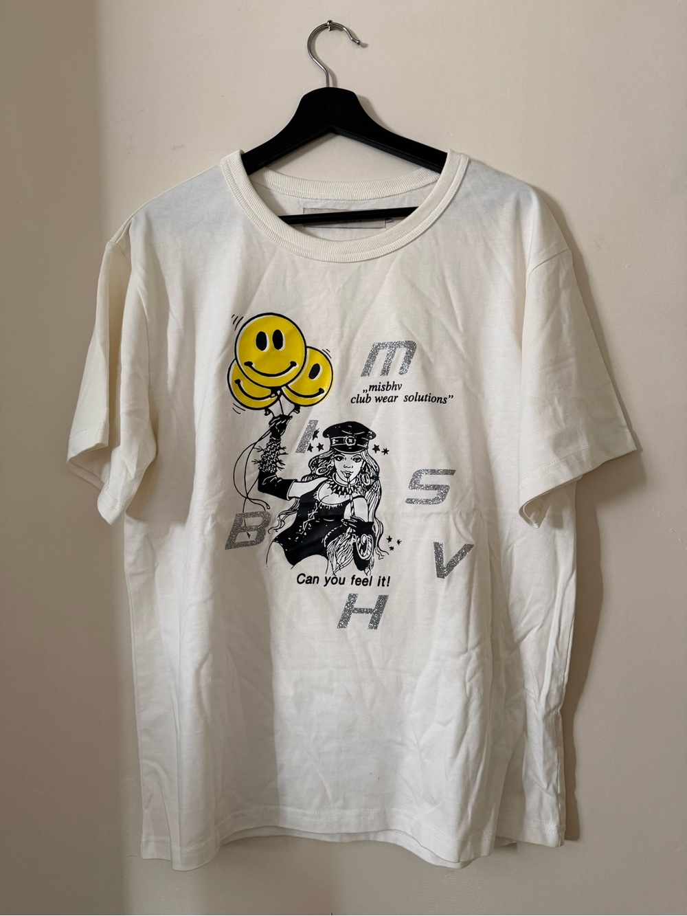 MISBHV Club Wear Solutions “Can You Feel It!” Graphic T-Shirt White Size M